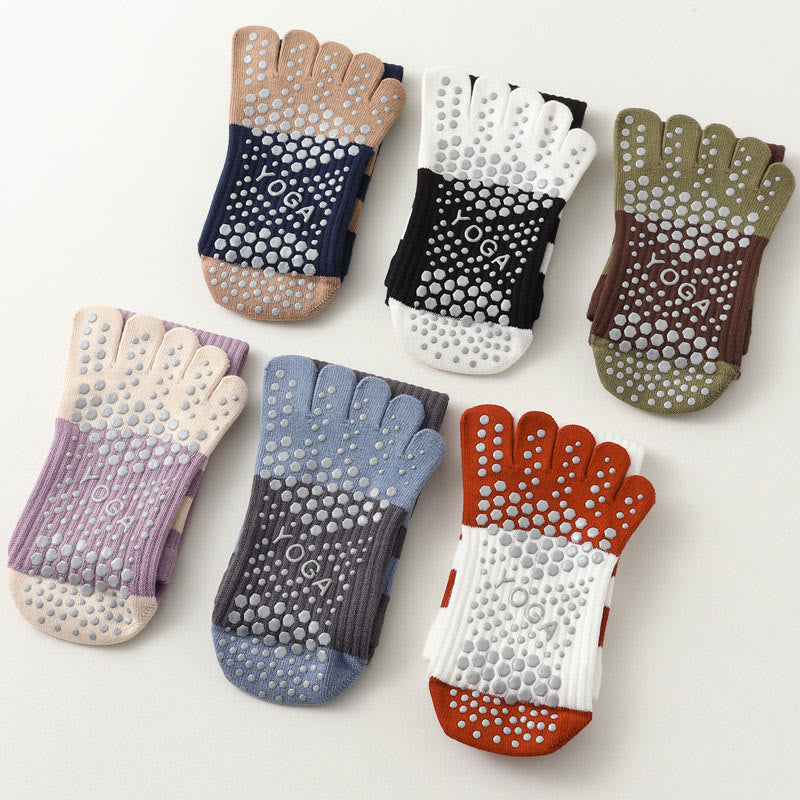 Calze Olivenorma a cinque dita traspiranti con separazione delle dita antiscivolo per Pilates, Barre, Fitness, da donna, con design confortevole in cotone, calze yoga - Ogni colore - 6 paia (una coppia di ogni colore) - image 26