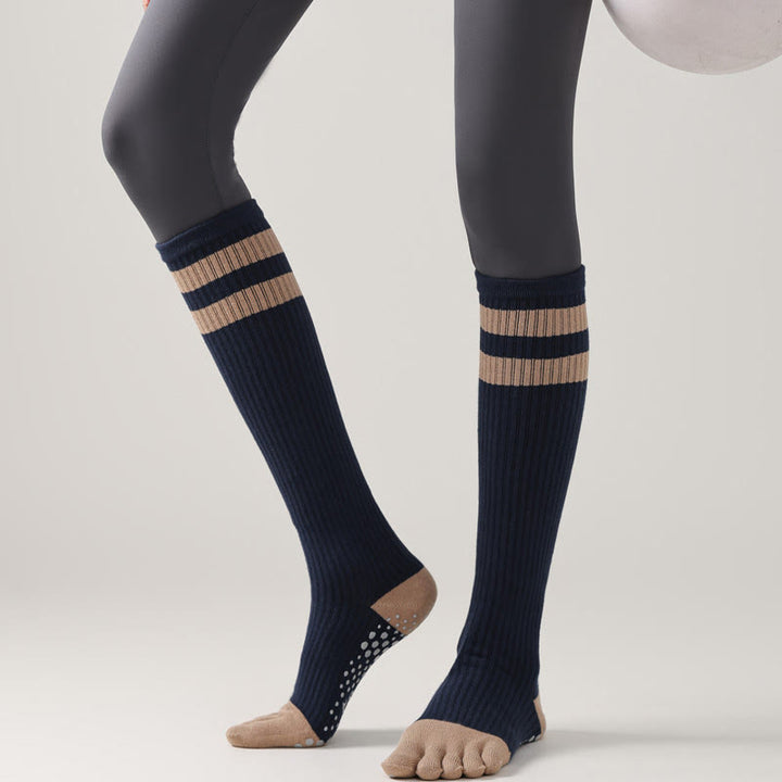 Calze Olivenorma a cinque dita traspiranti con separazione delle dita antiscivolo per Pilates, Barre, Fitness, da donna, con design confortevole in cotone, calze yoga - image 21
