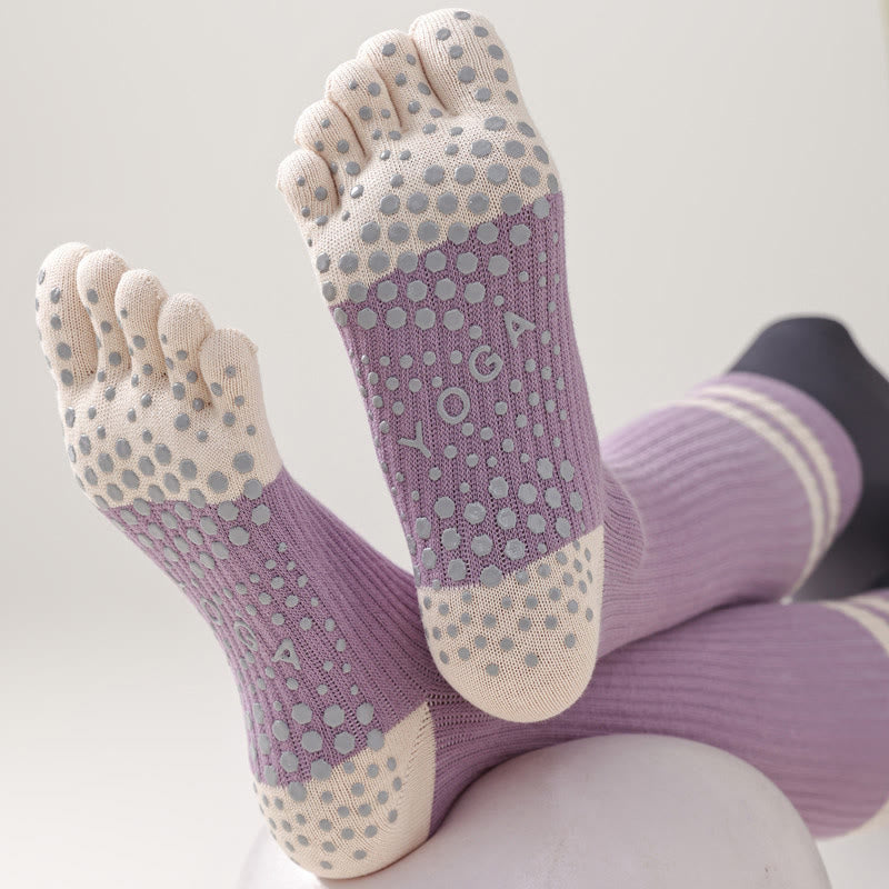 Calze Olivenorma a cinque dita traspiranti con separazione delle dita antiscivolo per Pilates, Barre, Fitness, da donna, con design confortevole in cotone, calze yoga - image 7