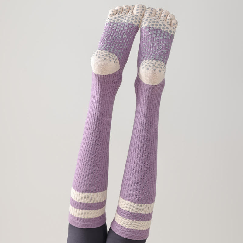 Calze Olivenorma a cinque dita traspiranti con separazione delle dita antiscivolo per Pilates, Barre, Fitness, da donna, con design confortevole in cotone, calze yoga - image 9
