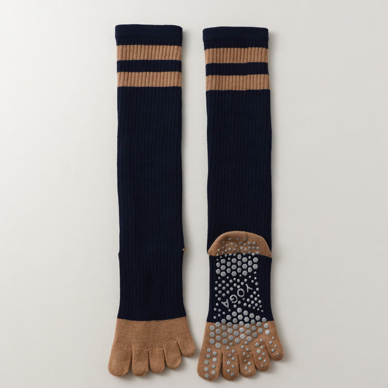 Calze Olivenorma a cinque dita traspiranti con separazione delle dita antiscivolo per Pilates, Barre, Fitness, da donna, con design confortevole in cotone, calze yoga - Blu navy - 10 paia - image 18