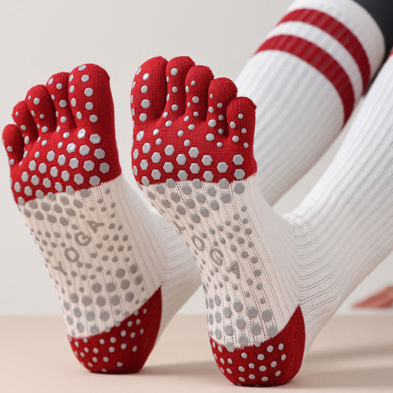 Calze Olivenorma a cinque dita traspiranti con separazione delle dita antiscivolo per Pilates, Barre, Fitness, da donna, con design confortevole in cotone, calze yoga - image 2
