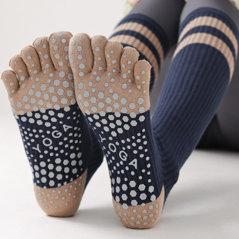 Calze Olivenorma a cinque dita traspiranti con separazione delle dita antiscivolo per Pilates, Barre, Fitness, da donna, con design confortevole in cotone, calze yoga - image 19