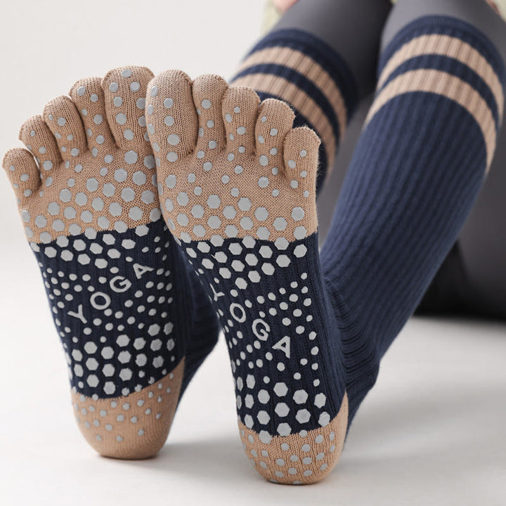 Calze Olivenorma a cinque dita traspiranti con separazione delle dita antiscivolo per Pilates, Barre, Fitness, da donna, con design confortevole in cotone, calze yoga - image 19