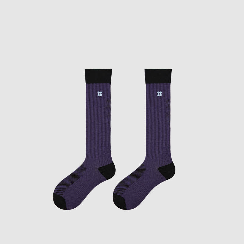 Calze Olivenorma Retro Crew a compressione antiscivolo per Pilates, Barre, comfort quotidiano, traspiranti, di supporto e vestibilità atletica, ideali anche per yoga. - Viola scuro - 10 paia - image 11