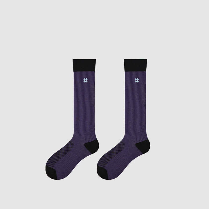 Calze Olivenorma Retro Crew a compressione antiscivolo per Pilates, Barre, comfort quotidiano, traspiranti, di supporto e vestibilità atletica, ideali anche per yoga. - Viola scuro - 10 paia - image 11