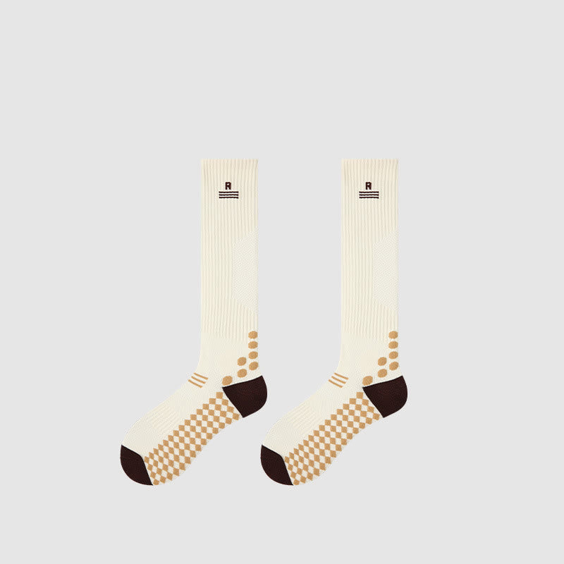 Calze Olivenorma Retro Crew a compressione antiscivolo per Pilates, Barre, comfort quotidiano, traspiranti, di supporto e vestibilità atletica, ideali anche per yoga. - Beige - 10 paia - image 12