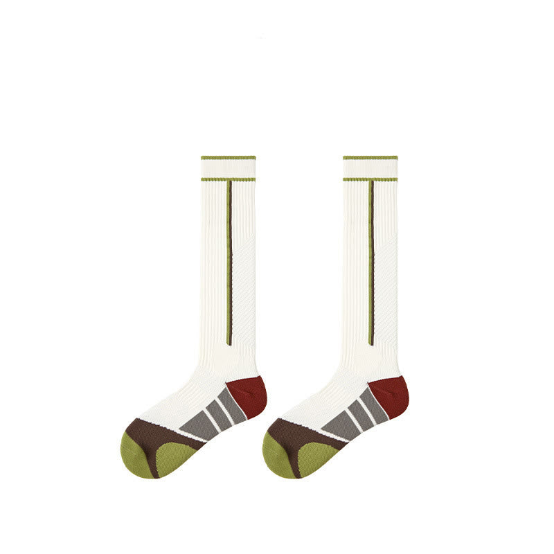 Calze Olivenorma Retro Crew a compressione antiscivolo per Pilates, Barre, comfort quotidiano, traspiranti, di supporto e vestibilità atletica, ideali anche per yoga. - Bianco + Verde - 10 paia - image 14