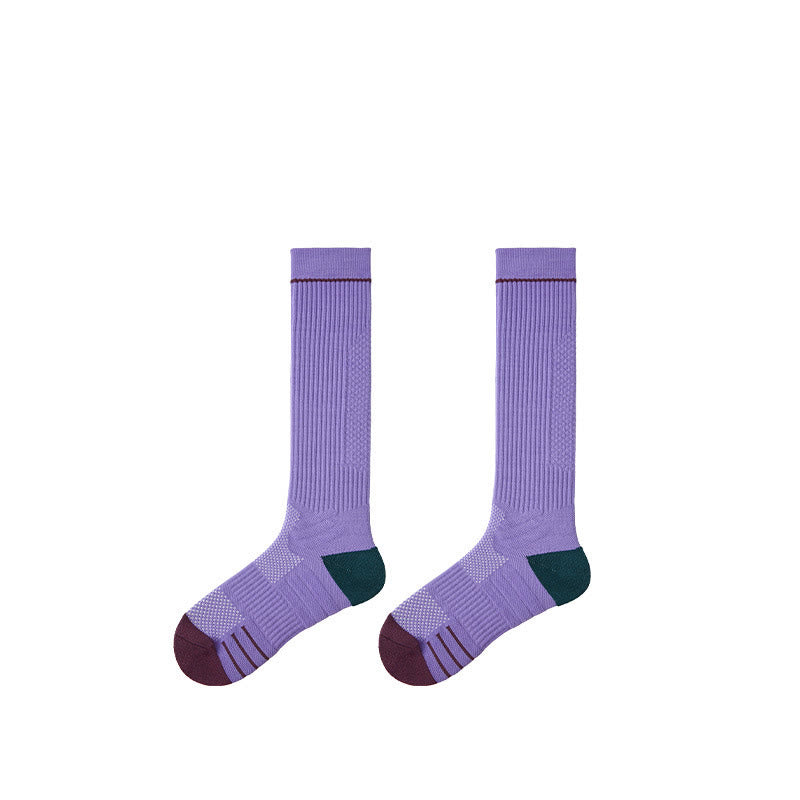 Calze Olivenorma Retro Crew a compressione antiscivolo per Pilates, Barre, comfort quotidiano, traspiranti, di supporto e vestibilità atletica, ideali anche per yoga. - Viola - 10 paia - image 17