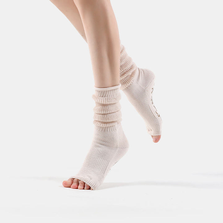 Calze Olivenorma a cinque dita aperte, traspiranti, con separazione delle dita antiscivolo, ideali per pilates, fitness, comfort e stabilità, in cotone, perfette anche per yoga. - Bianco - 5 paia - image 5