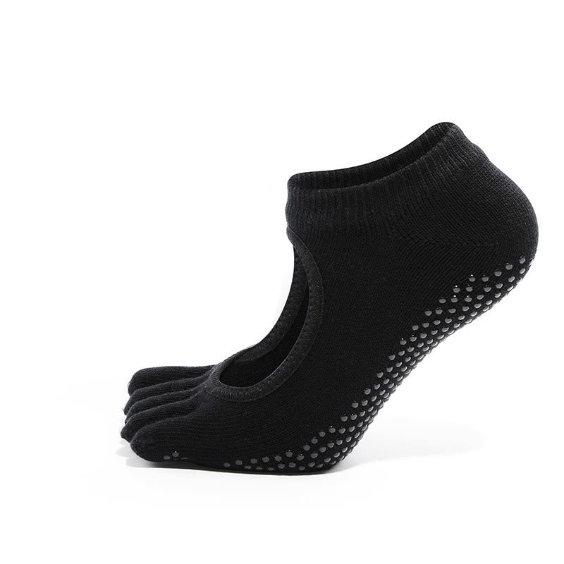 Calzini Olivenorma Minimal Five-Toe traspiranti con separazione delle dita, grip per Pilates, Barre, Balance, Design Leggero e Comodo, Calzini Yoga - Nero - 10 paia - image 3