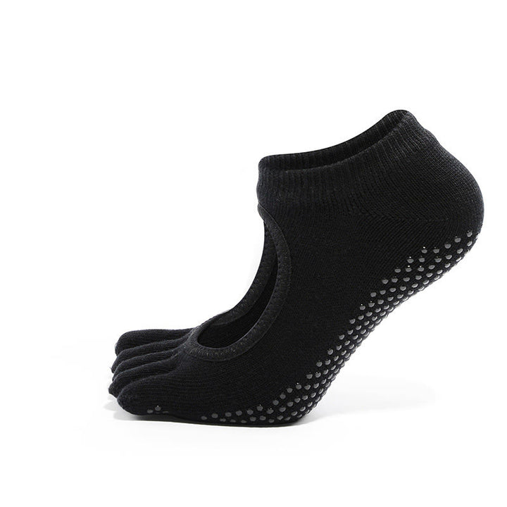 Calzini Olivenorma Minimal Five-Toe traspiranti con separazione delle dita, grip per Pilates, Barre, Balance, Design Leggero e Comodo, Calzini Yoga - Nero - 10 paia - image 3