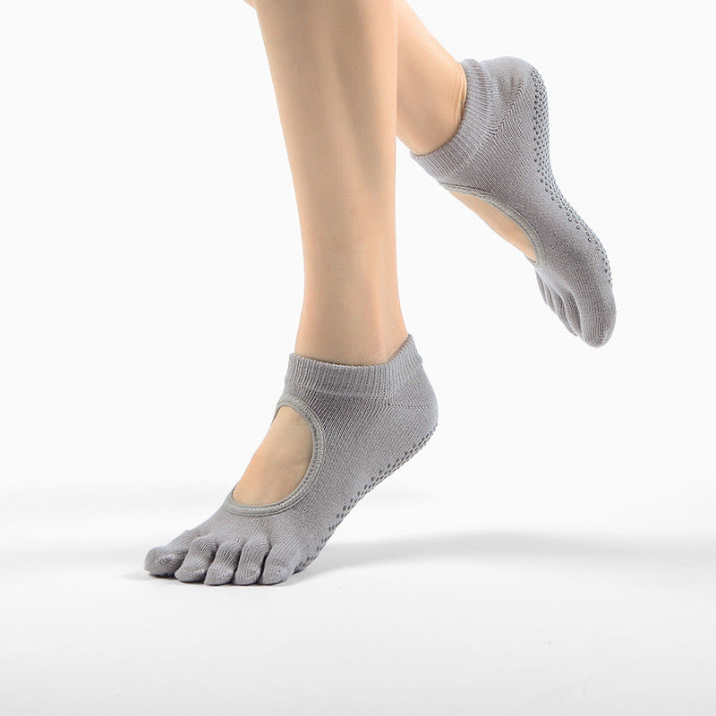 Calzini Olivenorma Minimal Five-Toe traspiranti con separazione delle dita, grip per Pilates, Barre, Balance, Design Leggero e Comodo, Calzini Yoga - Grigio - 10 paia - image 0