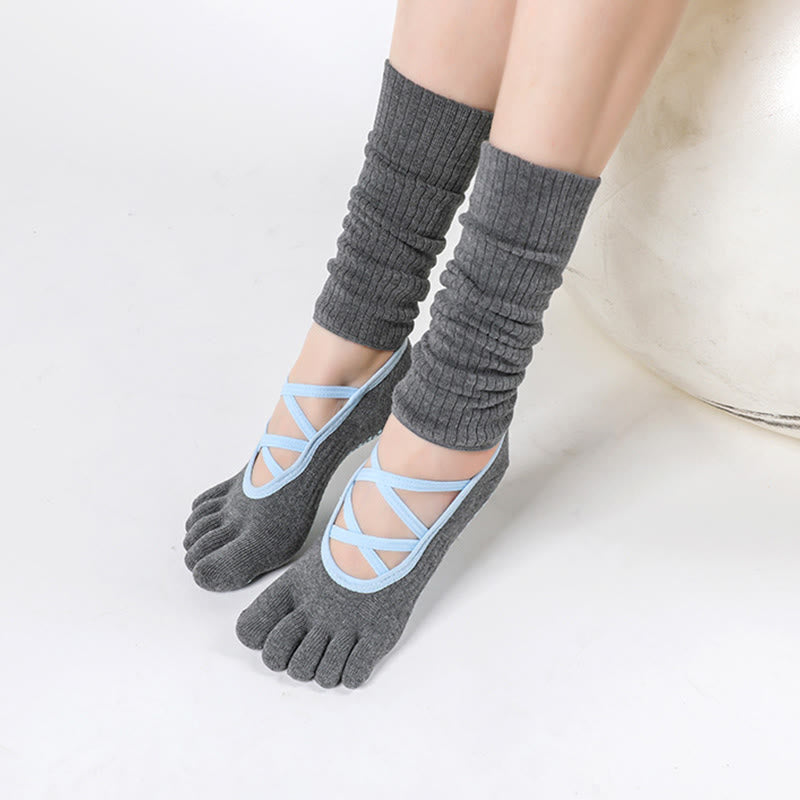 Calzini Olivenorma con cinturino elastico per yoga, barre, pilates e allenamento, antiscivolo, con cinturino incrociato sicuro e traspiranti e confortevoli. - image 3