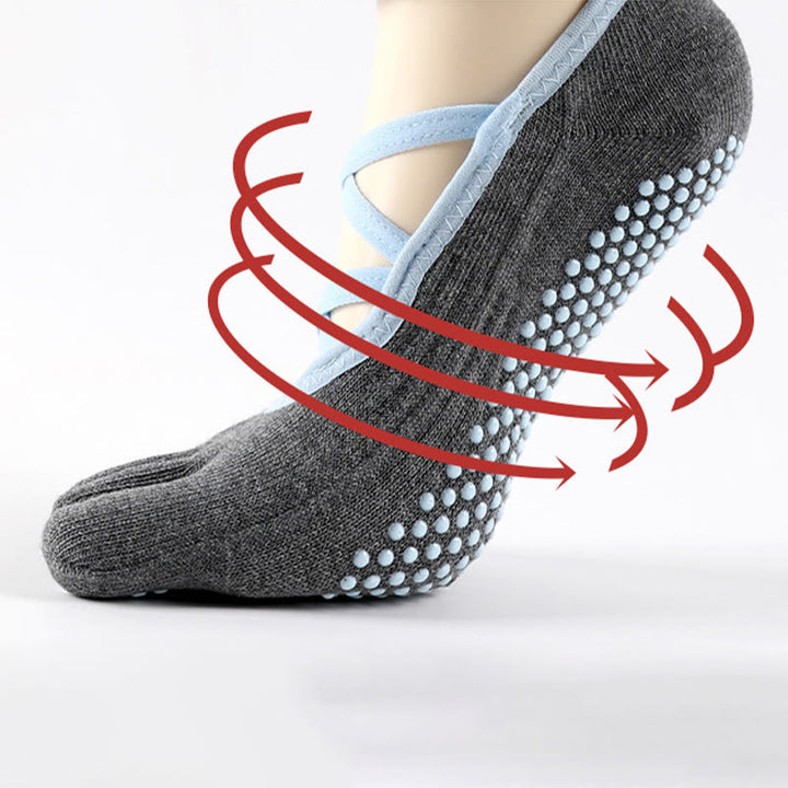 Calzini Olivenorma con cinturino elastico per yoga, barre, pilates e allenamento, antiscivolo, con cinturino incrociato sicuro e traspiranti e confortevoli. - image 5