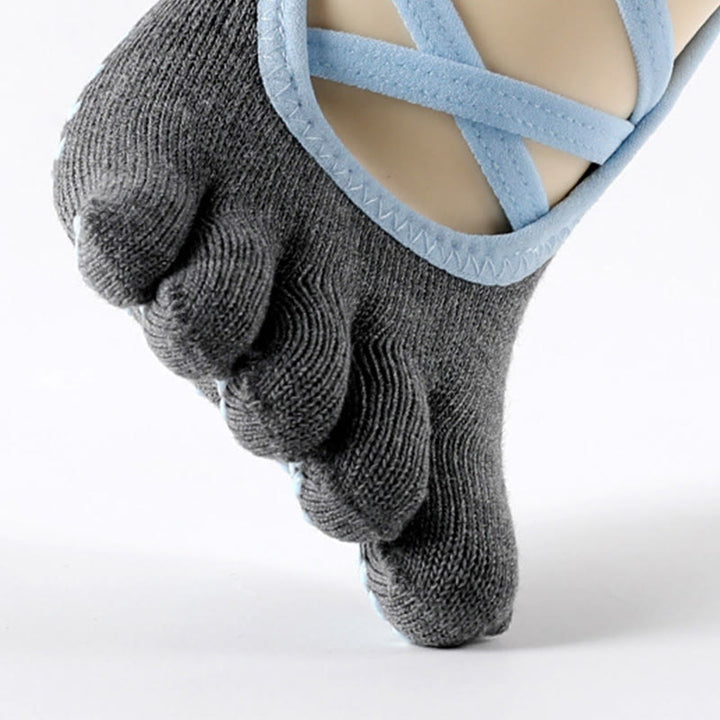 Calzini Olivenorma con cinturino elastico per yoga, barre, pilates e allenamento, antiscivolo, con cinturino incrociato sicuro e traspiranti e confortevoli. - image 4