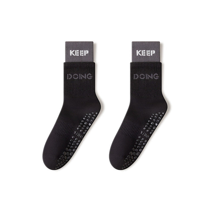 Calze Olivenorma Cushion Grip Crew antiscivolo per Pilates, Barre, Comfort Training con imbottitura morbida e cotone traspirante, calze yoga di supporto - Nero - 10 paia - image 10