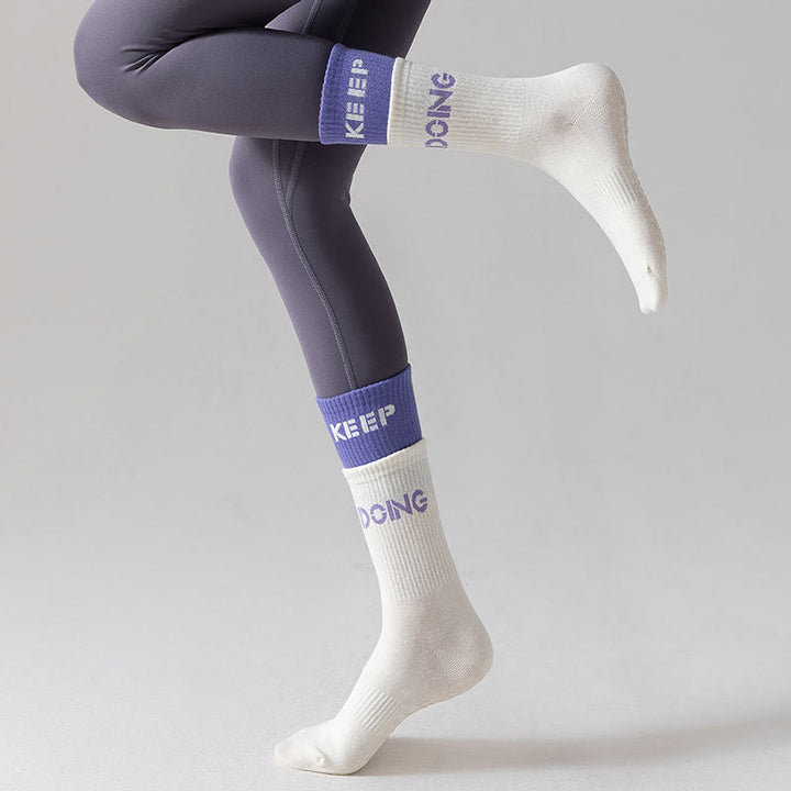 Calze Olivenorma Cushion Grip Crew antiscivolo per Pilates, Barre, Comfort Training con imbottitura morbida e cotone traspirante, calze yoga di supporto - image 4