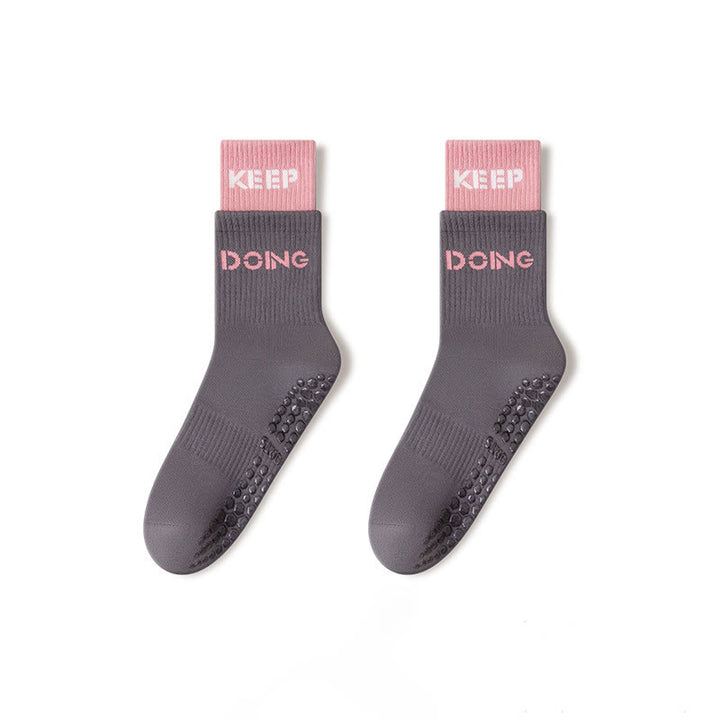 Calze Olivenorma Cushion Grip Crew antiscivolo per Pilates, Barre, Comfort Training con imbottitura morbida e cotone traspirante, calze yoga di supporto - Grigio - 10 paia - image 11
