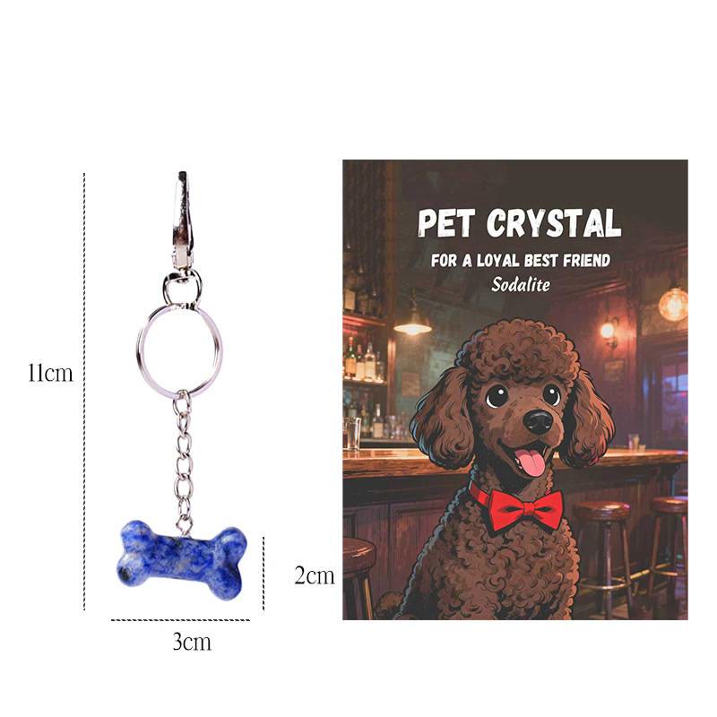 Ciondolo a forma di osso di cane in cristallo naturale Olivenorma, portachiavi con cartellino. - Sodalite - image 19