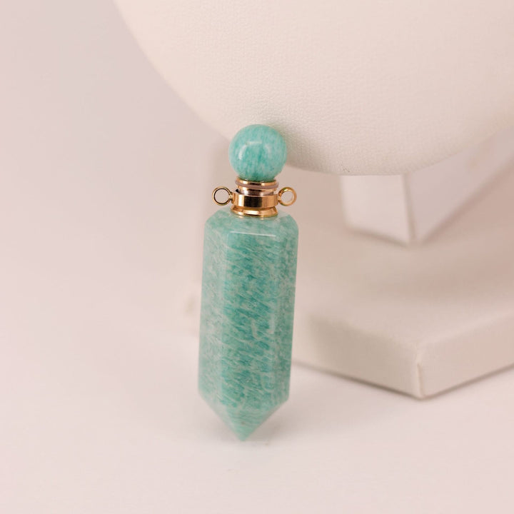 Olivenorma Diffusore di oli essenziali a colonna esagonale con flacone in cristallo e collana - Amazzonite - image 7