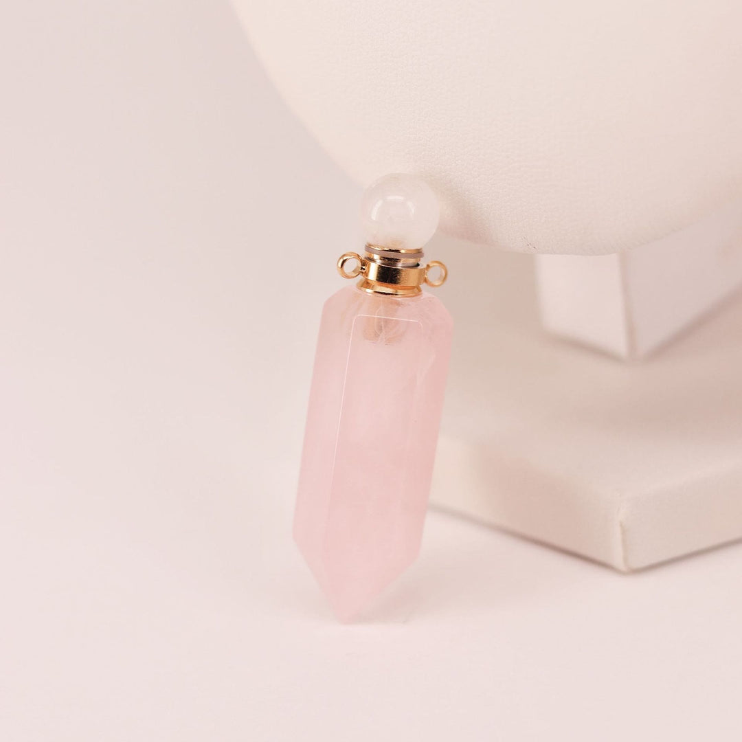 Olivenorma Diffusore di oli essenziali a colonna esagonale con flacone in cristallo e collana - Quarzo rosa - image 13