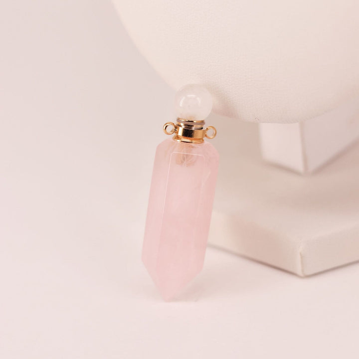 Olivenorma Diffusore di oli essenziali a colonna esagonale con flacone in cristallo e collana - Quarzo rosa - image 13