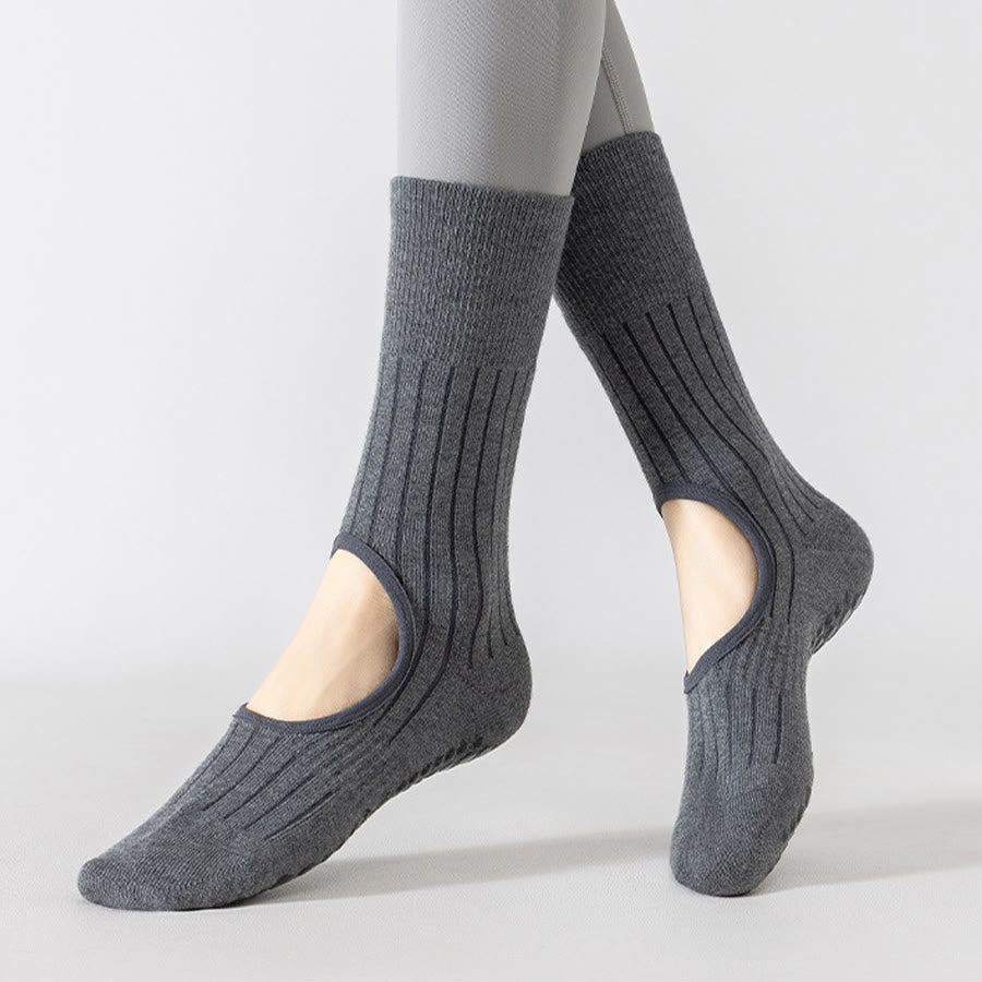 Calze da yoga Olivenorma a metà polpaccio con punta intera, antiscivolo, in cotone, per pilates e allenamento, comode da donna. - image 3