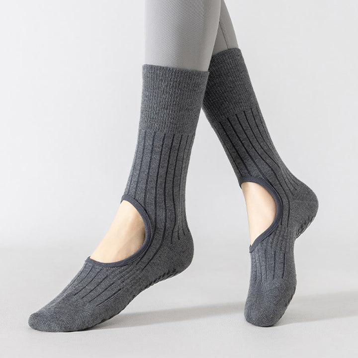 Calze da yoga Olivenorma a metà polpaccio con punta intera, antiscivolo, in cotone, per pilates e allenamento, comode da donna. - image 3
