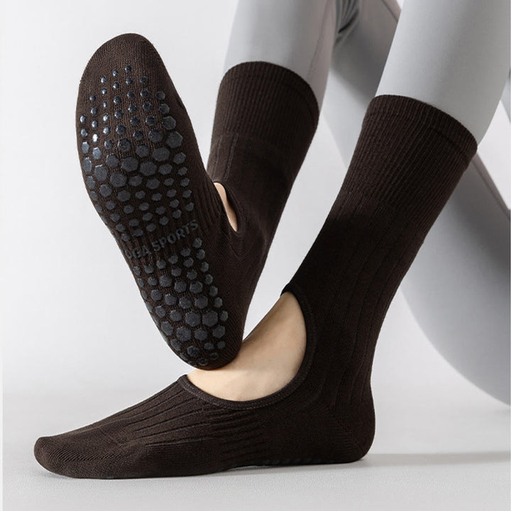 Calze da yoga Olivenorma a metà polpaccio con punta intera, antiscivolo, in cotone, per pilates e allenamento, comode da donna. - image 10