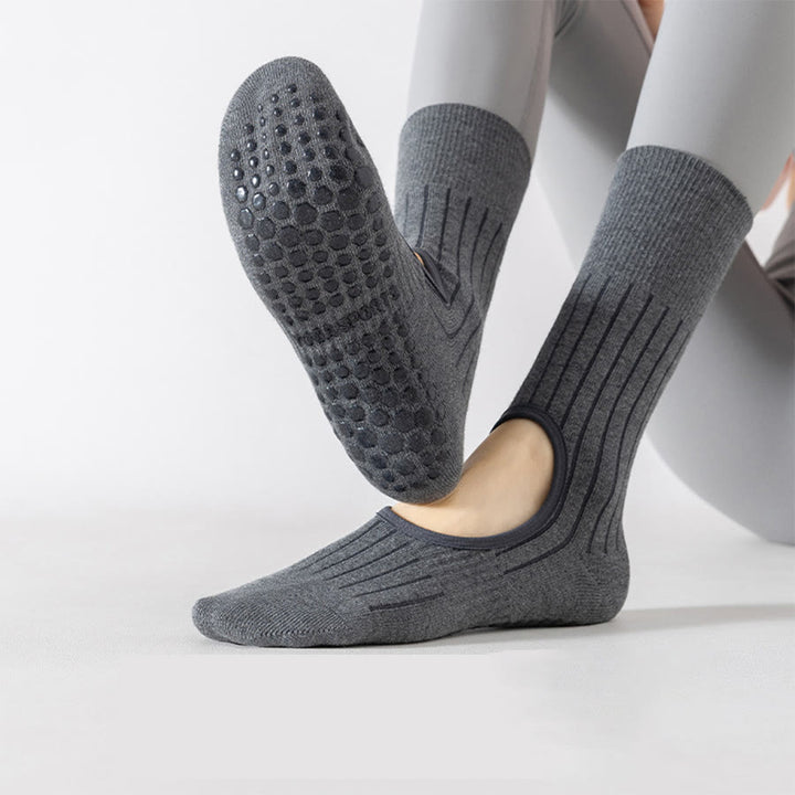 Calze da yoga Olivenorma a metà polpaccio con punta intera, antiscivolo, in cotone, per pilates e allenamento, comode da donna. - image 0