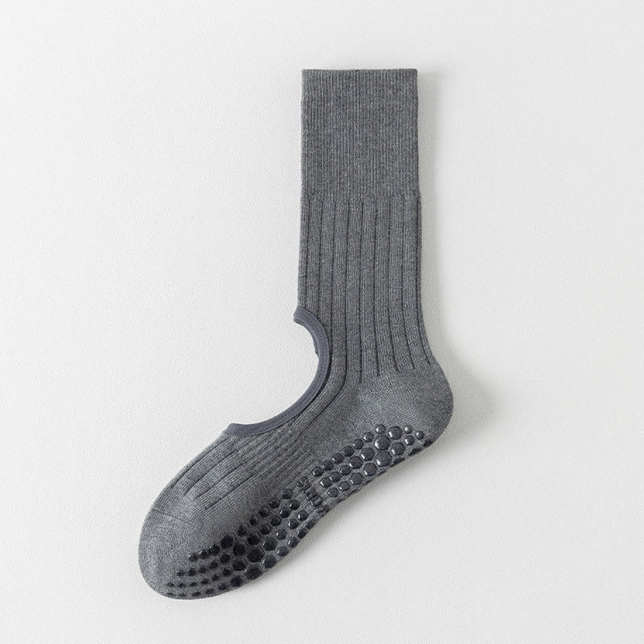 Calze da yoga Olivenorma a metà polpaccio con punta intera, antiscivolo, in cotone, per pilates e allenamento, comode da donna. - Grigio - 10 paia - image 1
