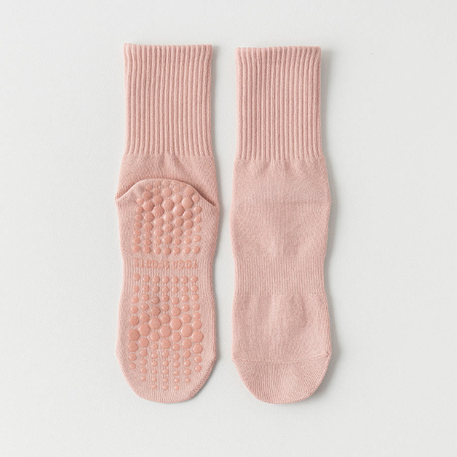 Calzini da yoga Olivenorma a punta intera, a metà polpaccio, in cotone, antiscivolo, traspiranti, comodi, tinta unita, da donna. - Rosa - 10 paia - image 1
