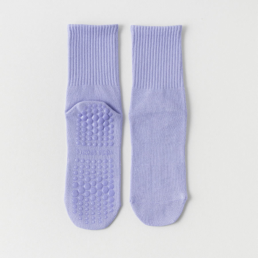 Calzini da yoga Olivenorma a punta intera, a metà polpaccio, in cotone, antiscivolo, traspiranti, comodi, tinta unita, da donna. - Viola - 10 paia - image 12