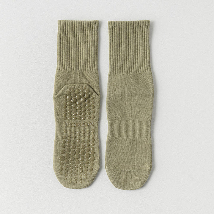 Calzini da yoga Olivenorma a punta intera, a metà polpaccio, in cotone, antiscivolo, traspiranti, comodi, tinta unita, da donna. - Verde - 10 paia - image 11