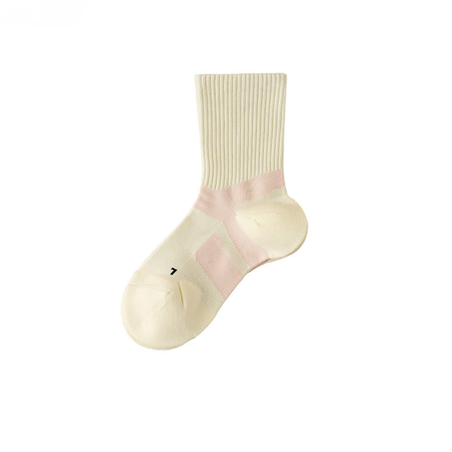 Calze da Olivenorma a metà polpaccio, traspiranti, comode e anti-attrito, ideali per allenamento, pilates, barre e yoga da donna. - Bianco-Rosa - 10 paia - image 1