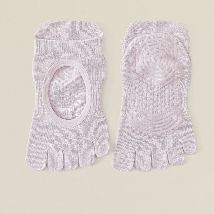 Calzini da yoga Olivenorma da donna, senza tallone, a cinque dita, antiscivolo, traspiranti e assorbenti, in cotone, per allenamento alla sbarra. - Viola - 10 paia - image 7
