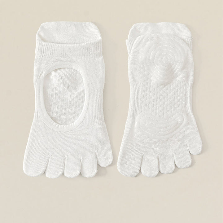 Calzini da yoga Olivenorma da donna, senza tallone, a cinque dita, antiscivolo, traspiranti e assorbenti, in cotone, per allenamento alla sbarra. - Bianco - 10 paia - image 1