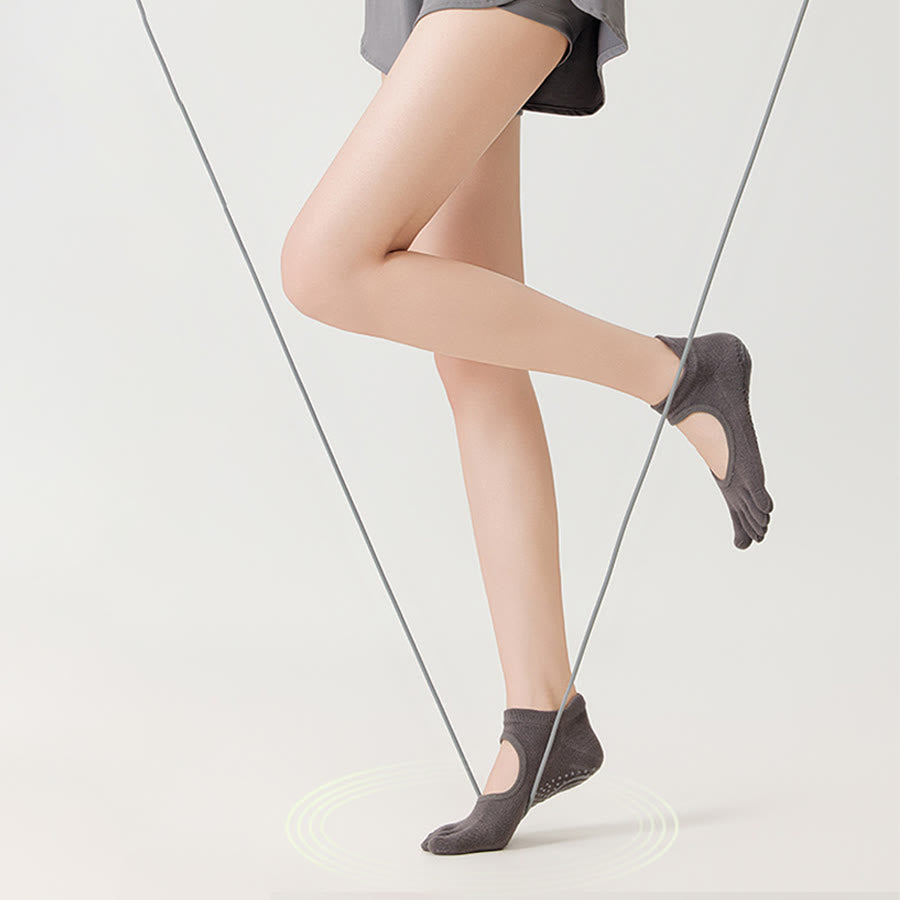 Calzini da yoga Olivenorma da donna, senza tallone, a cinque dita, antiscivolo, traspiranti e assorbenti, in cotone, per allenamento alla sbarra. - image 6