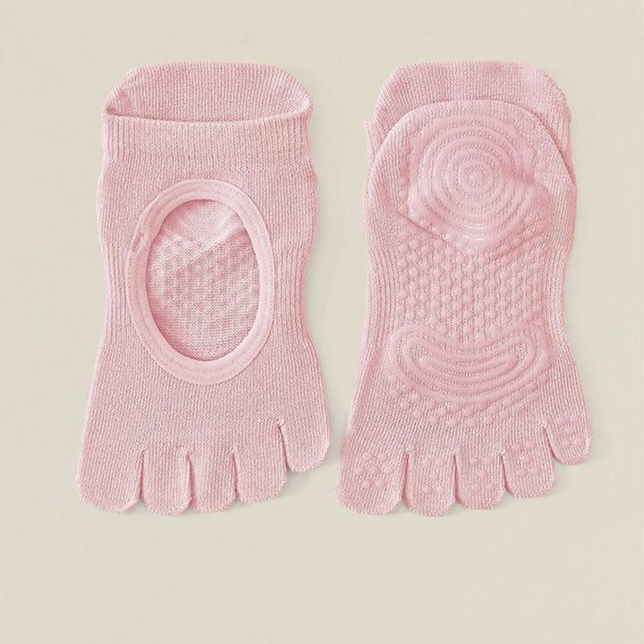 Calzini da yoga Olivenorma da donna, senza tallone, a cinque dita, antiscivolo, traspiranti e assorbenti, in cotone, per allenamento alla sbarra. - Rosa - 10 paia - image 9