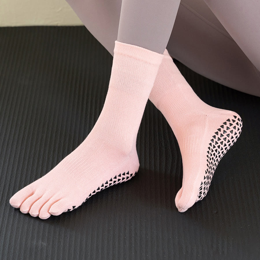 Calze da yoga da donna Olivenorma a cinque dita, traspiranti, antiscivolo, comode e con un'ottima presa, a metà polpaccio. - Rosa - 10 paia - image 5