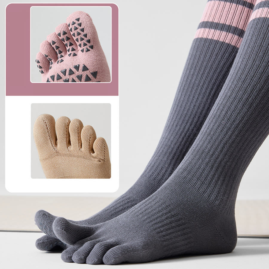 Calze da yoga Olivenorma a cinque dita in cotone antiscivolo, vestibilità slim, ideali per Pilates, Barre e altre attività all'aperto. - image 3