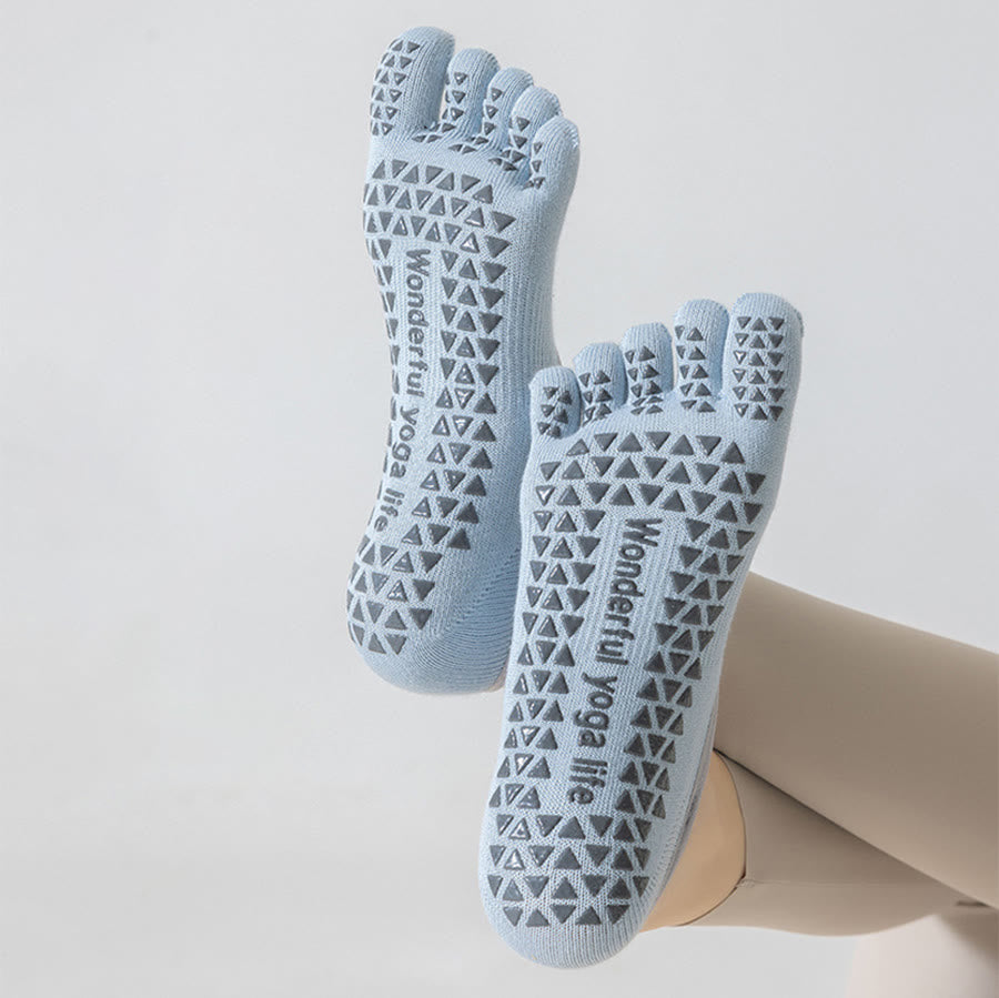 Calzini da yoga Olivenorma da donna, aperti sul collo del piede, con cinque dita, cinturino largo antiscivolo in cotone, ideali per danza e allenamento alla sbarra. - image 2