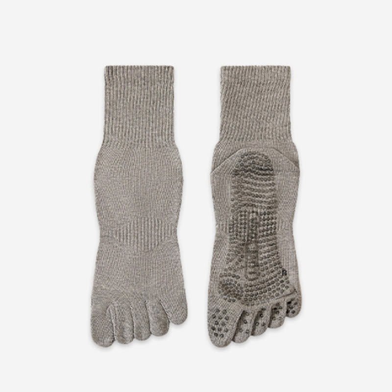 Calzini da yoga da uomo Olivenorma 100% cotone a cinque dita, antiodore, traspiranti e antiscivolo per allenamento. - Grigio chiaro - 10 paia - image 9