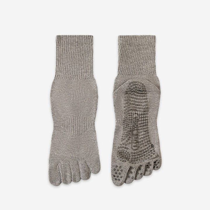 Calzini da yoga da uomo Olivenorma 100% cotone a cinque dita, antiodore, traspiranti e antiscivolo per allenamento. - Grigio chiaro - 10 paia - image 9