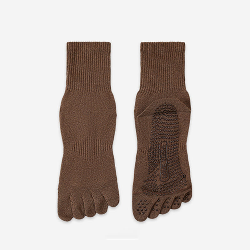 Calzini da yoga da uomo Olivenorma 100% cotone a cinque dita, antiodore, traspiranti e antiscivolo per allenamento. - Caffè - 10 paia - image 12