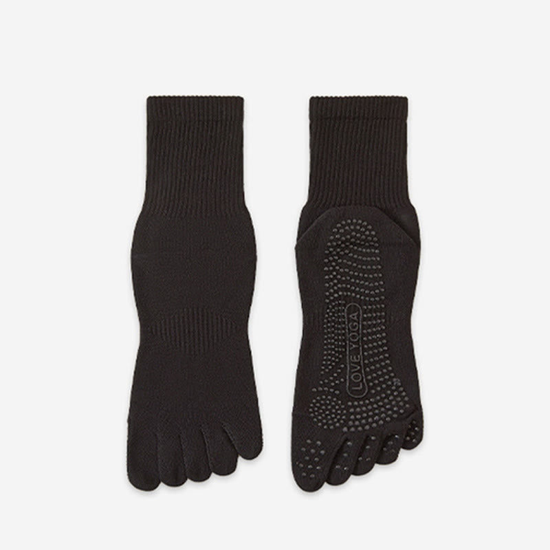 Calzini da yoga da uomo Olivenorma 100% cotone a cinque dita, antiodore, traspiranti e antiscivolo per allenamento. - Nero - 10 paia - image 3