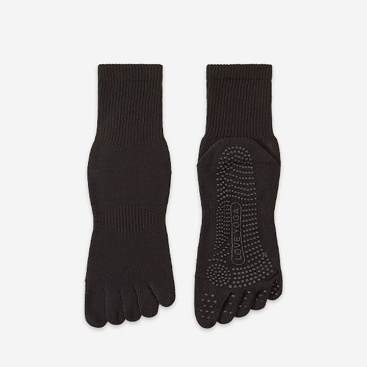 Calzini da yoga da uomo Olivenorma 100% cotone a cinque dita, antiodore, traspiranti e antiscivolo per allenamento. - Nero - 10 paia - image 3
