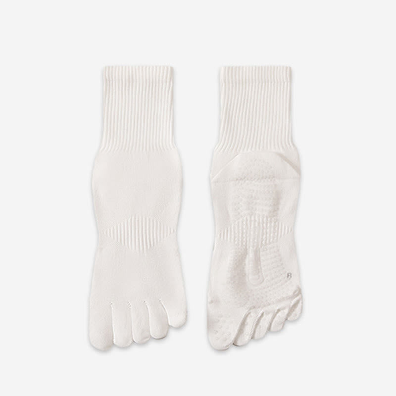 Calzini da yoga da uomo Olivenorma 100% cotone a cinque dita, antiodore, traspiranti e antiscivolo per allenamento. - Bianco - 10 paia - image 7