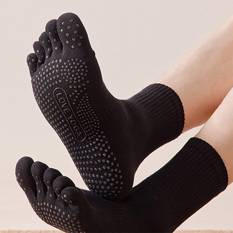 Calzini da yoga da uomo Olivenorma 100% cotone a cinque dita, antiodore, traspiranti e antiscivolo per allenamento. - image 5